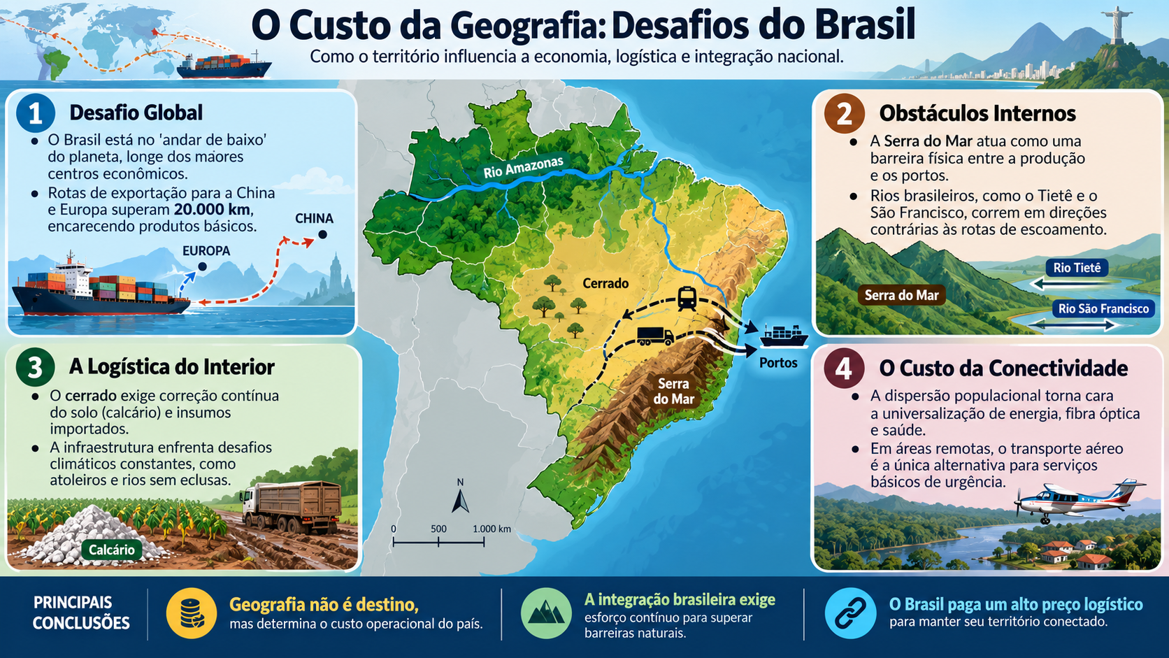 O Custo da Geografia: Desafios do Brasil - Infográfico
