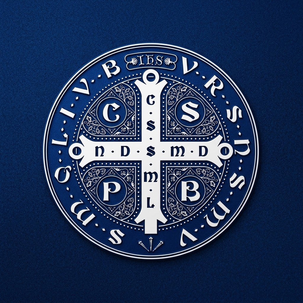 Medalha de São Bento em Azul e Prata